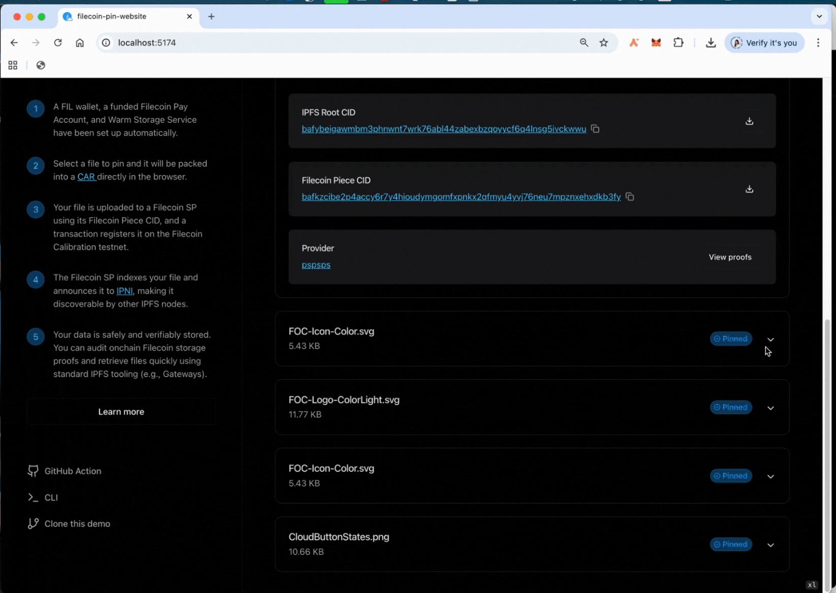 Downloading the stored data