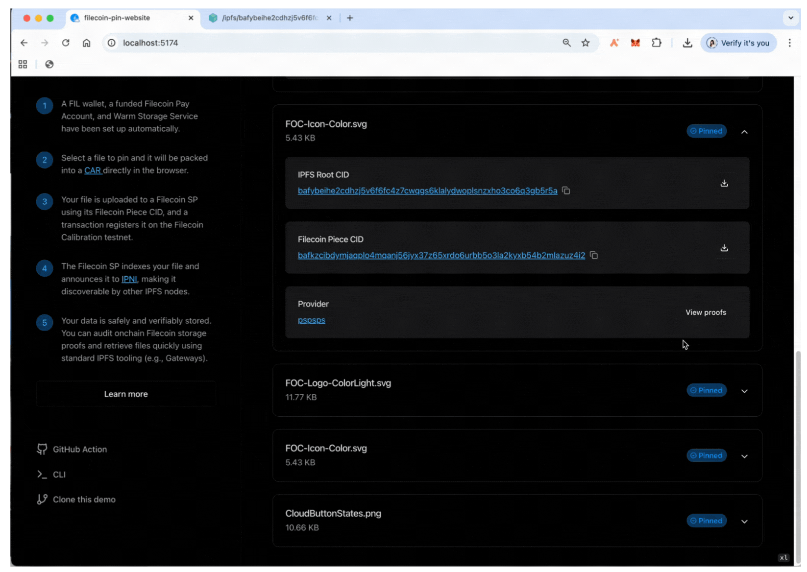 Viewing storage proofs on PDP Scan